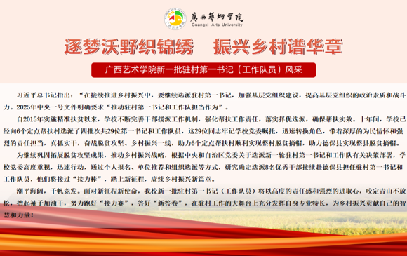 【助力乡村振兴】广西艺术学院新一批驻村第一书记（工作队员）风采